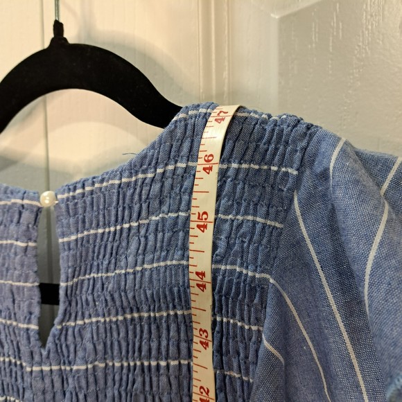 SIMPLEE New With Tags Women's Striped Linen Long Dress Elegant Ruffle Cap Sleeve - Picture 4 of 4